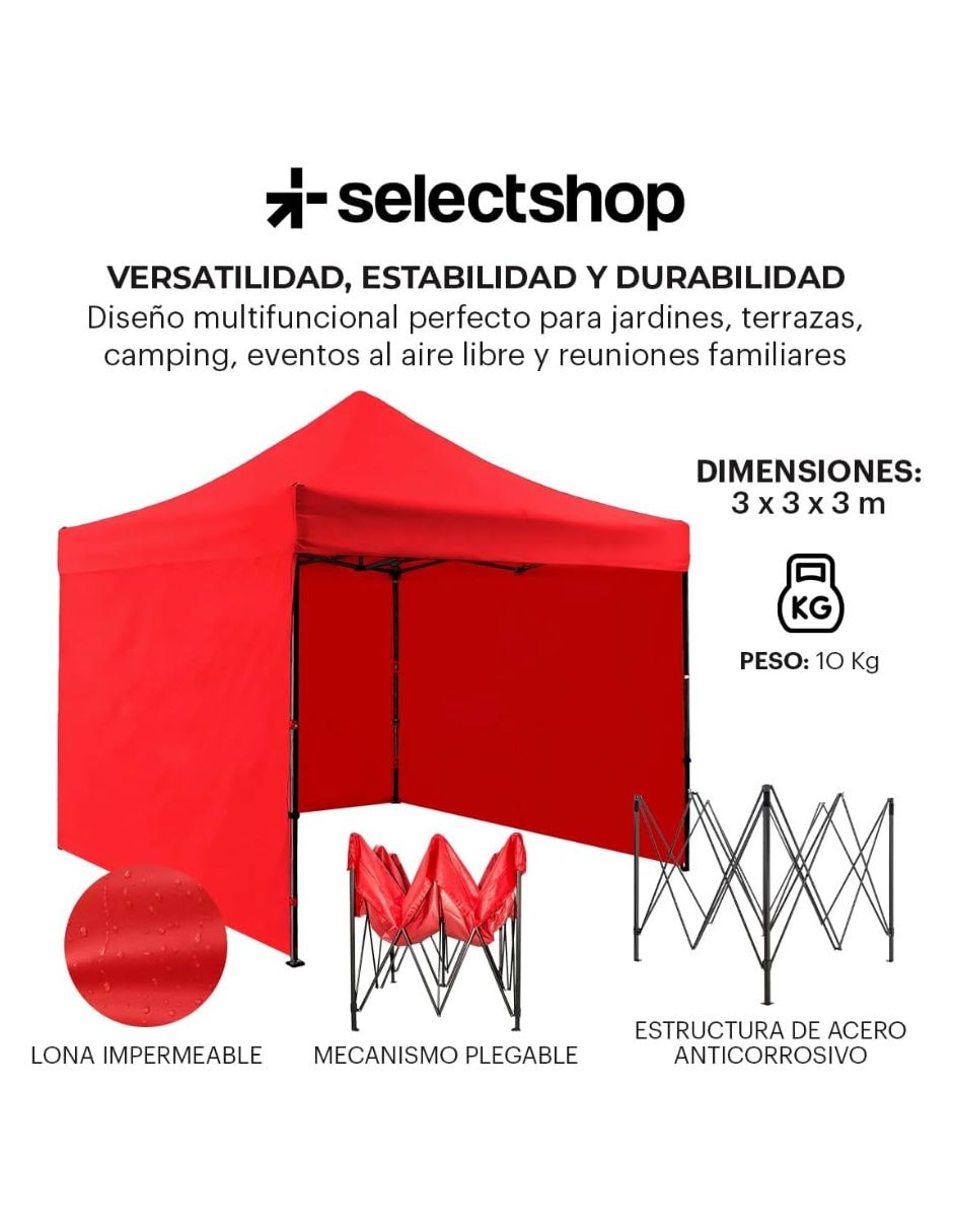 Toldo Selectshop 3x3 metros con paredes HG237C
