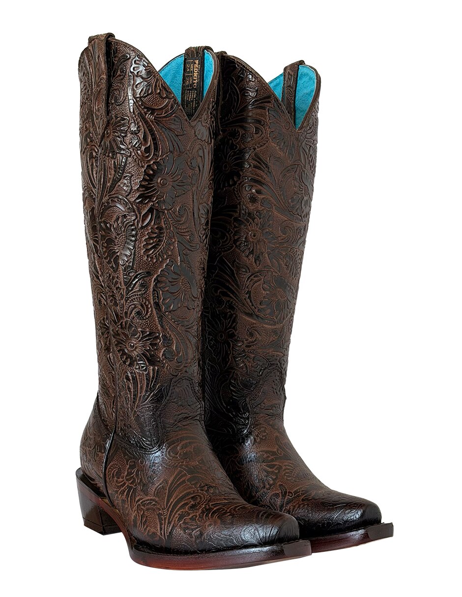 Bota cowboy abajo de la rodilla bdp botas de pedro de piel para mujer