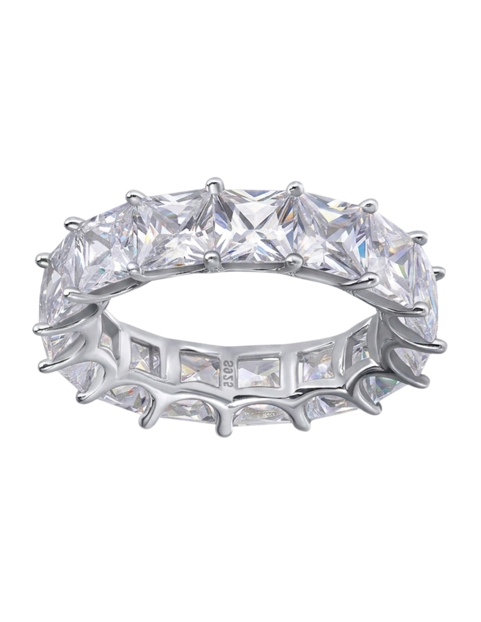 Anillo multi gemas brillo P 925 de plata zirconia pavé Anillo multi gemas brillo P 925 de plata zirconia pavé