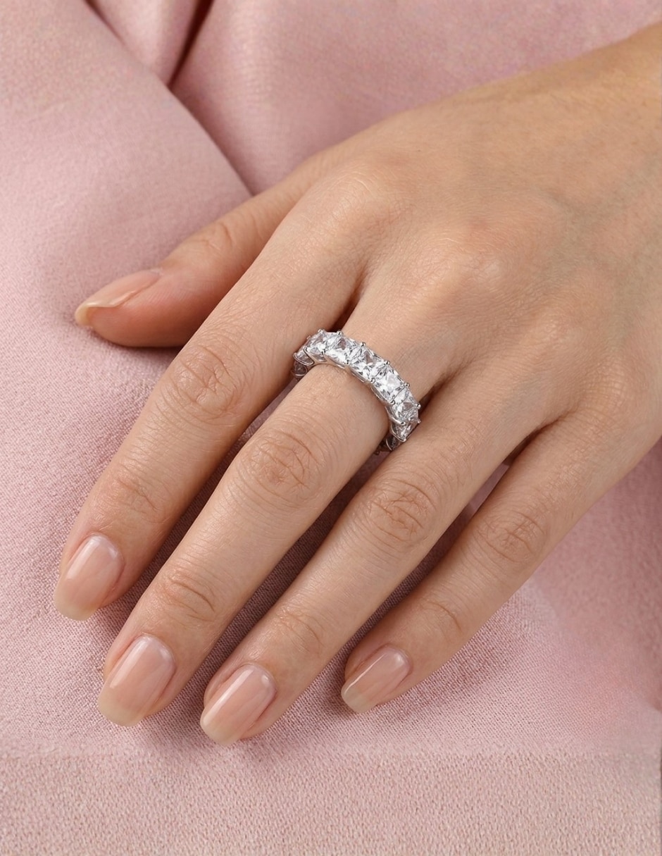 Anillo multi gemas brillo P 925 de plata zirconia pavé 3
