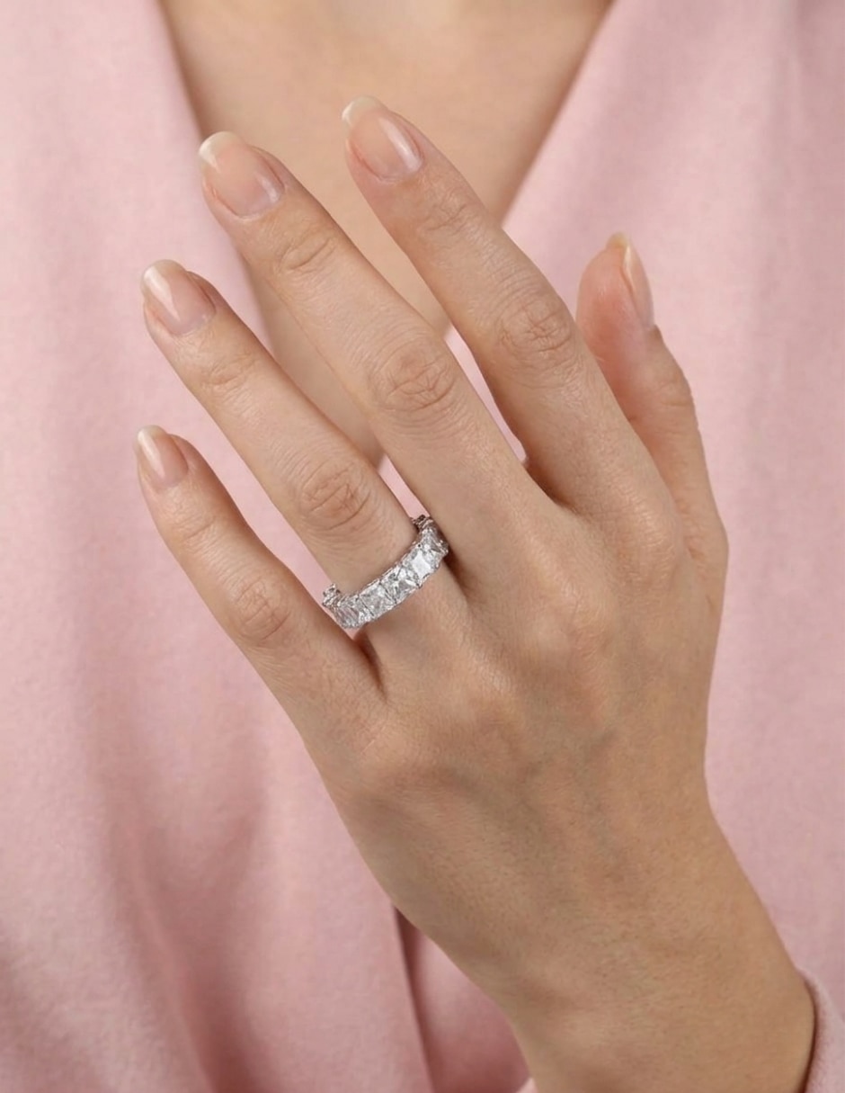 Anillo multi gemas brillo P 925 de plata zirconia pavé 4