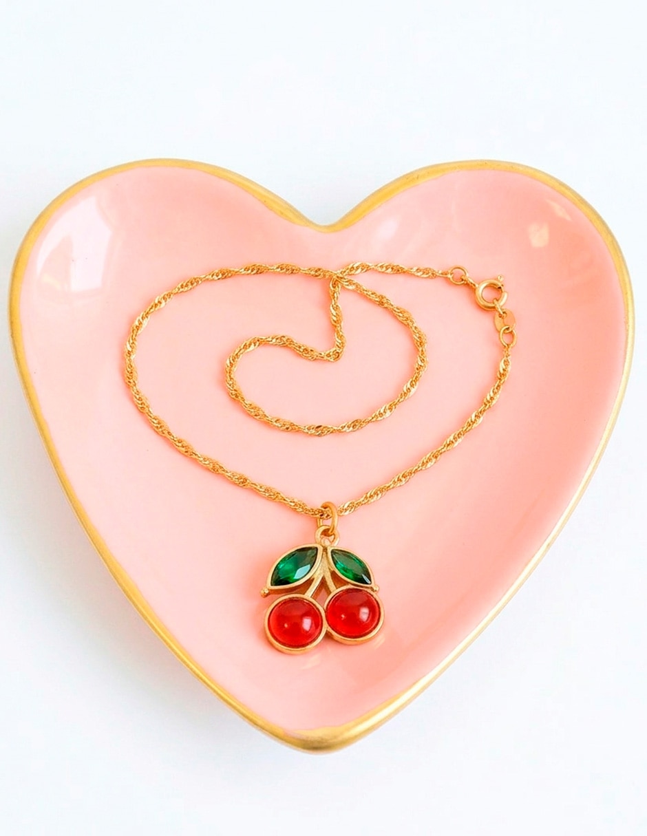 Collar con dije de cereza de acero inoxidable 2