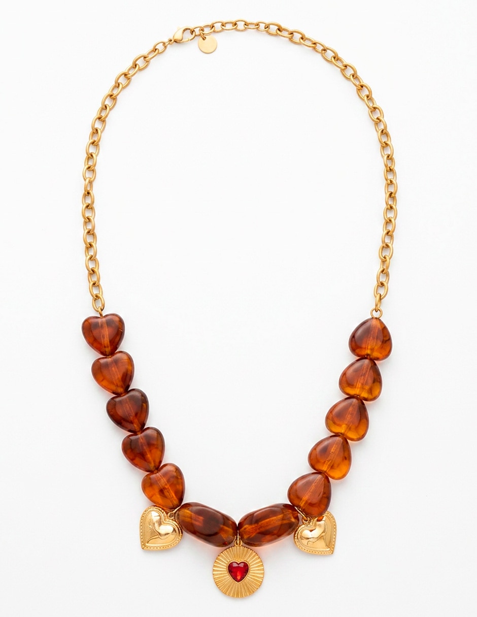 Collar de corazón Ana Maria Mexico collar corazon ambar de acero inoxidable 18 k