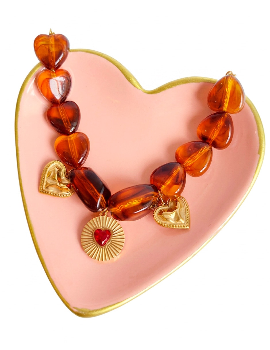 Collar de corazón Ana Maria Mexico collar corazon ambar de acero inoxidable 18 k