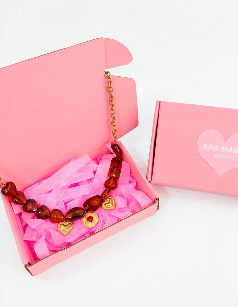 Collar de corazón Ana Maria Mexico collar corazon ambar de acero inoxidable 18 k