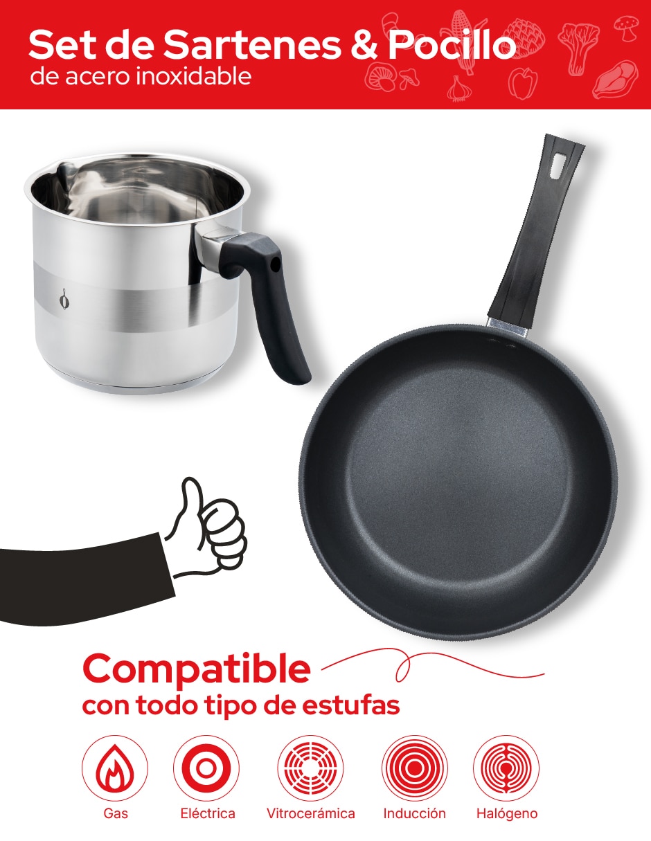 Set de sartenes Cookit de acero inoxidable 3 piezas