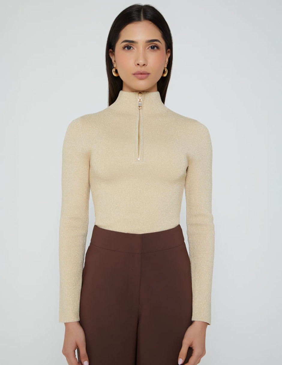 Suéter cuello con cierre para mujer Suéter cuello con cierre para mujer