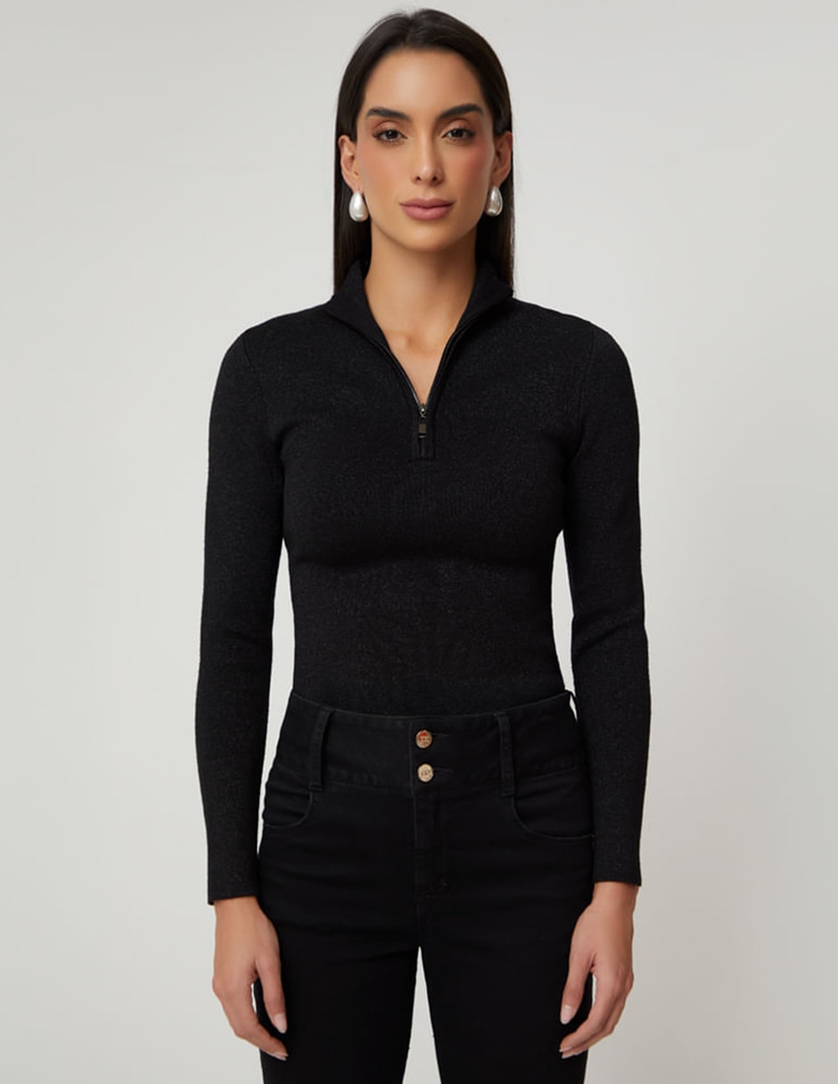 Suéter cuello con cierre para mujer 1