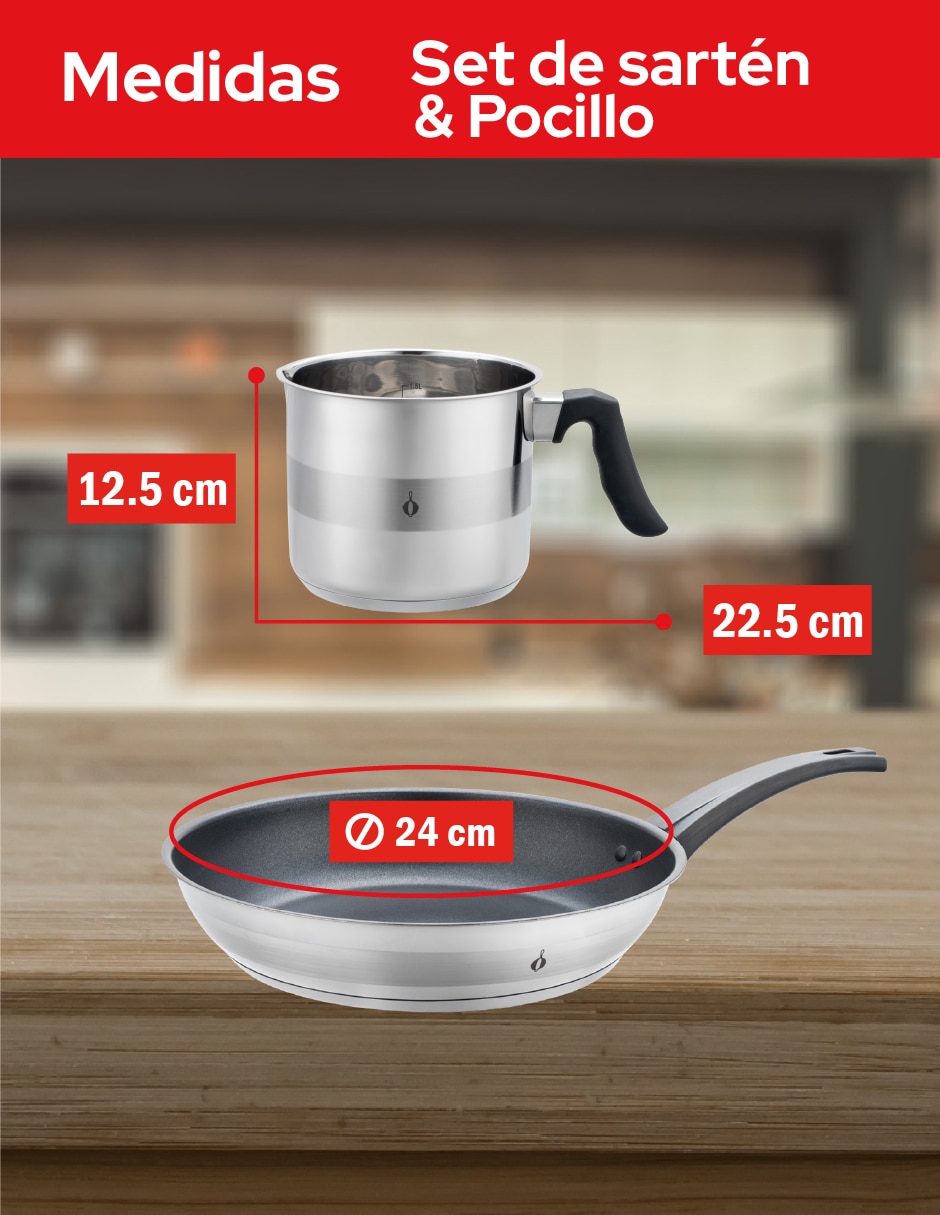 Sartén de acero inoxidable 2 piezas 8