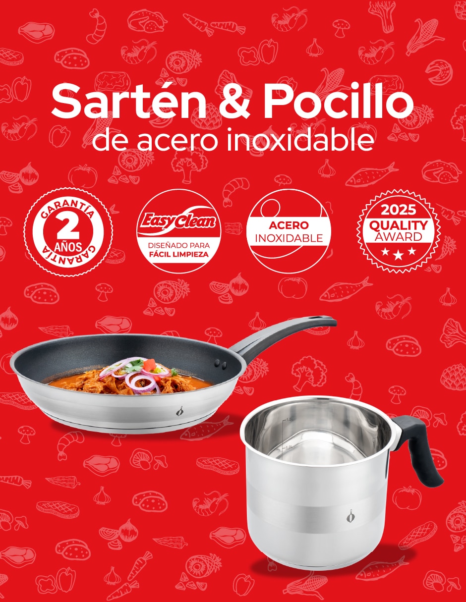 Sartén de acero inoxidable 2 piezas 2