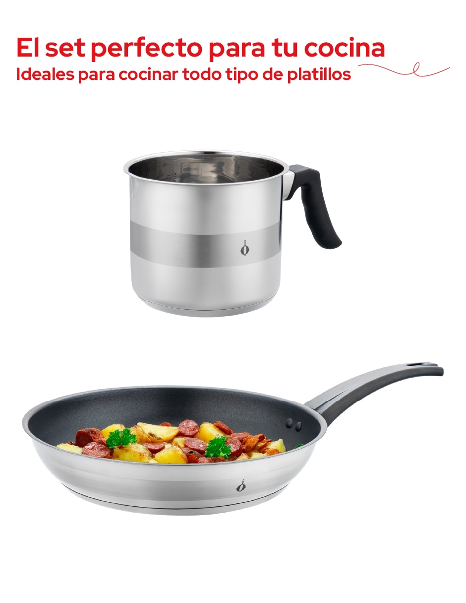 Sartén de acero inoxidable 2 piezas 3