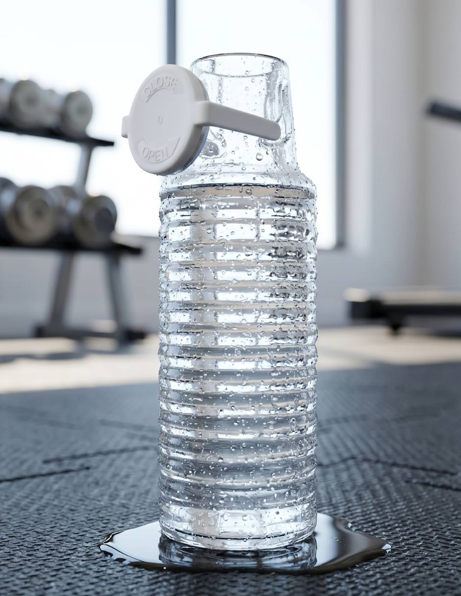 Botella de agua Borgonovo de vidrio Argo con tapa a presión 1 L