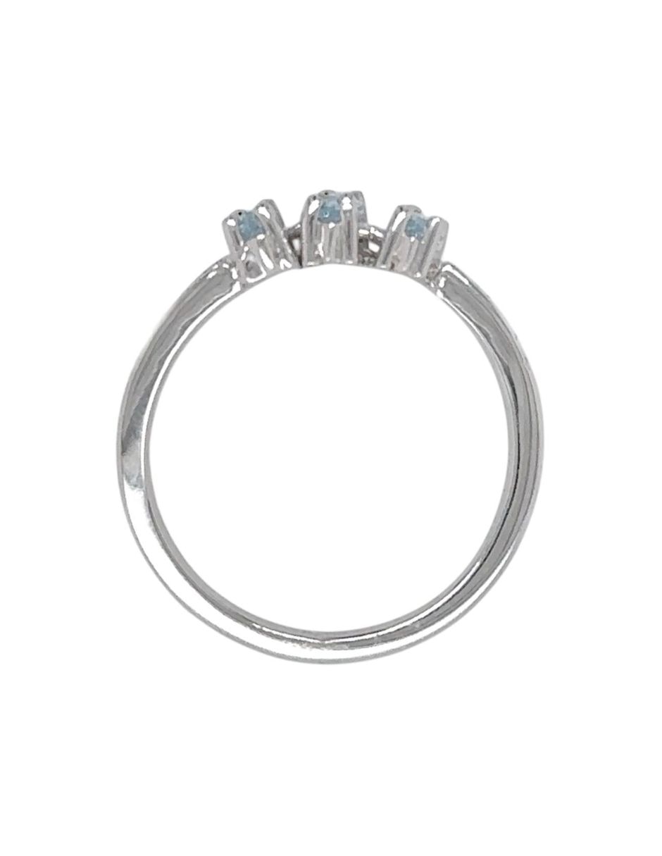 Anillo con gema Idc 14 k de oro blanco diamante y aguamarina brillante