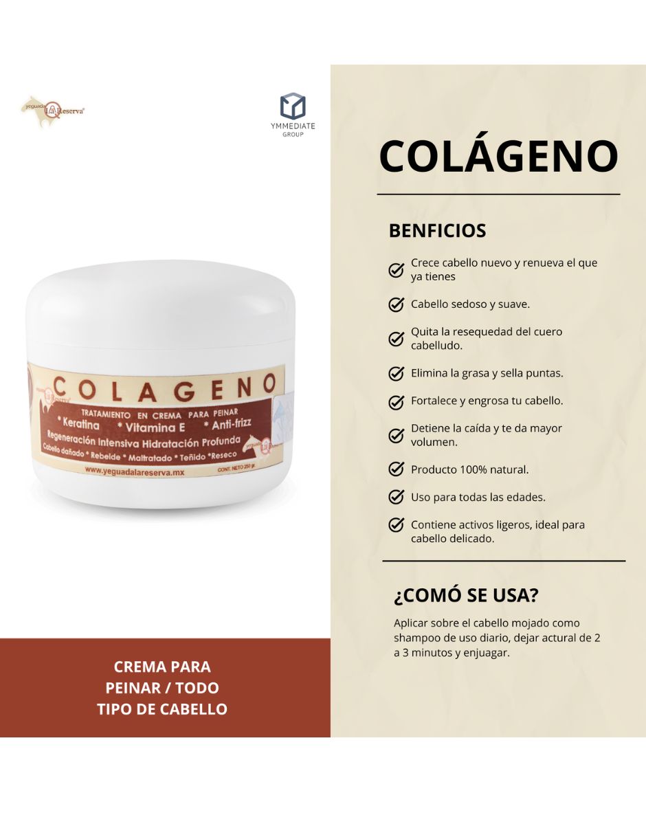 Crema para peinar todo tipo de cabello colágeno Yeguada La Reserva para antifrizz