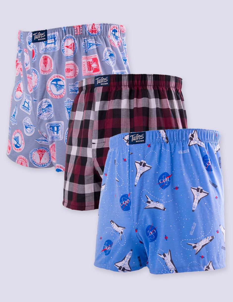 Set bóxer Twins de algodón para hombre 3 piezas