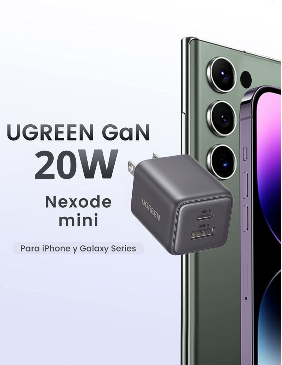Cargador de pared de 20 W USB tipo A + USB tipo C rápido 2