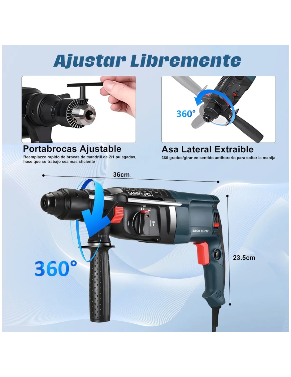 Rotomartillo y accesorios Genérica 1200 W 10 piezas
