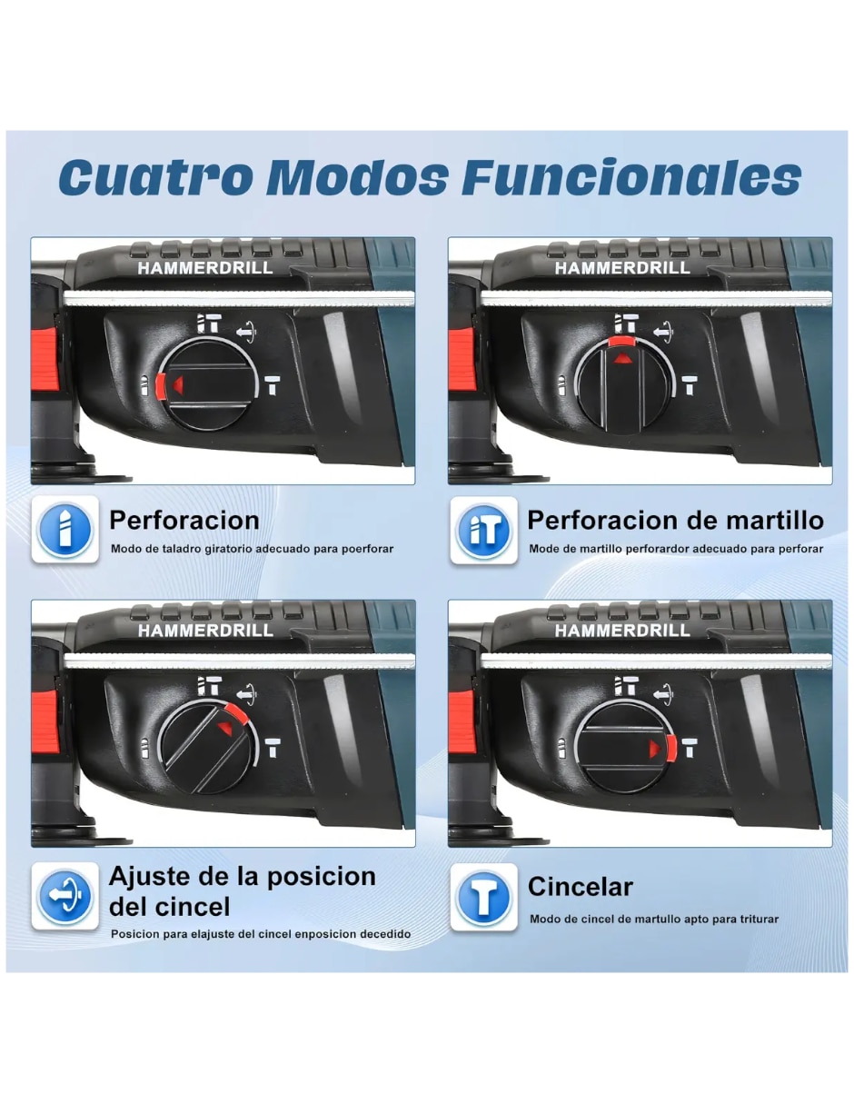 Rotomartillo y accesorios Genérica 1200 W 10 piezas