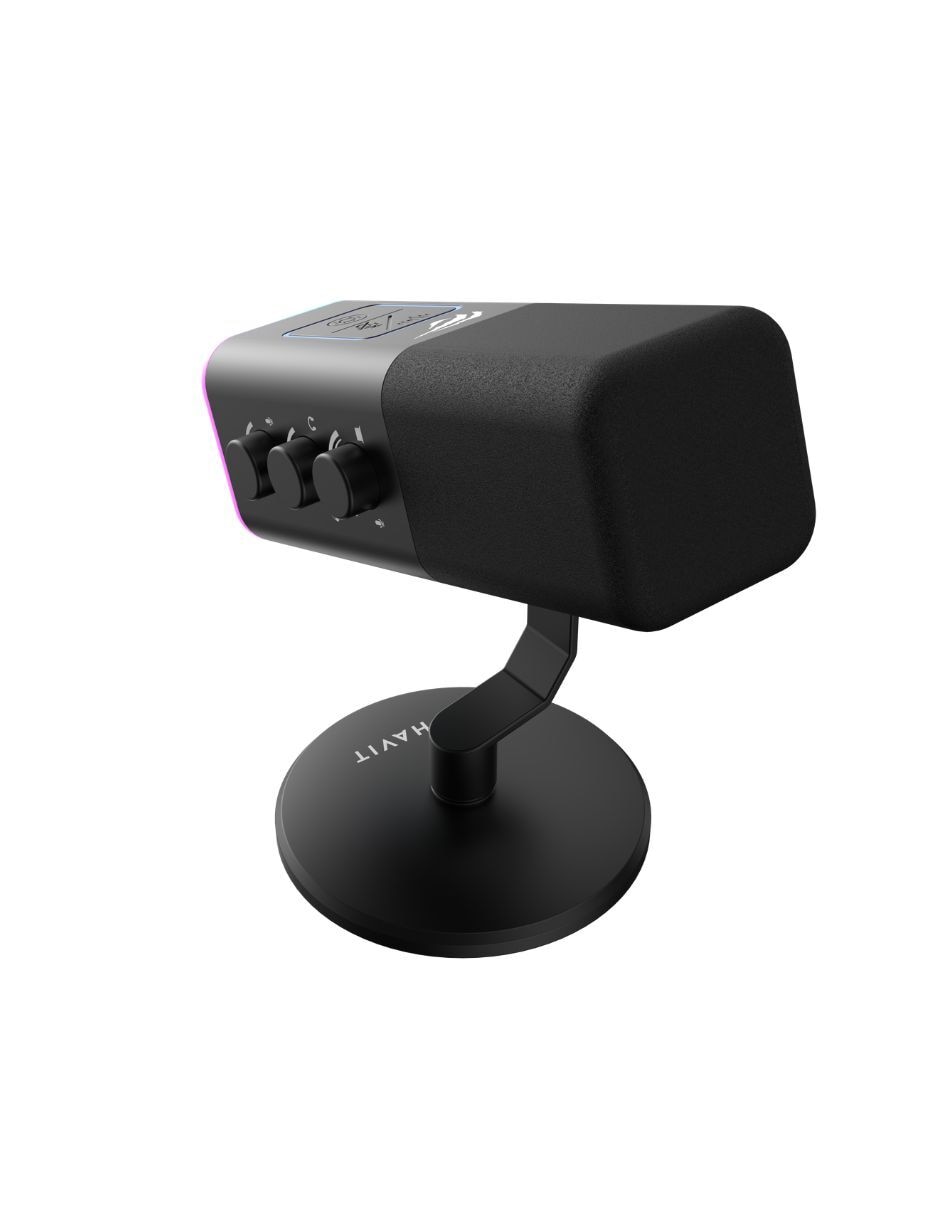 Micrófono gaming alámbrico Havit Micrófono GK71, Luz RGB, Cancelación de Ruido y Tecla de Silencio Táctil Negro