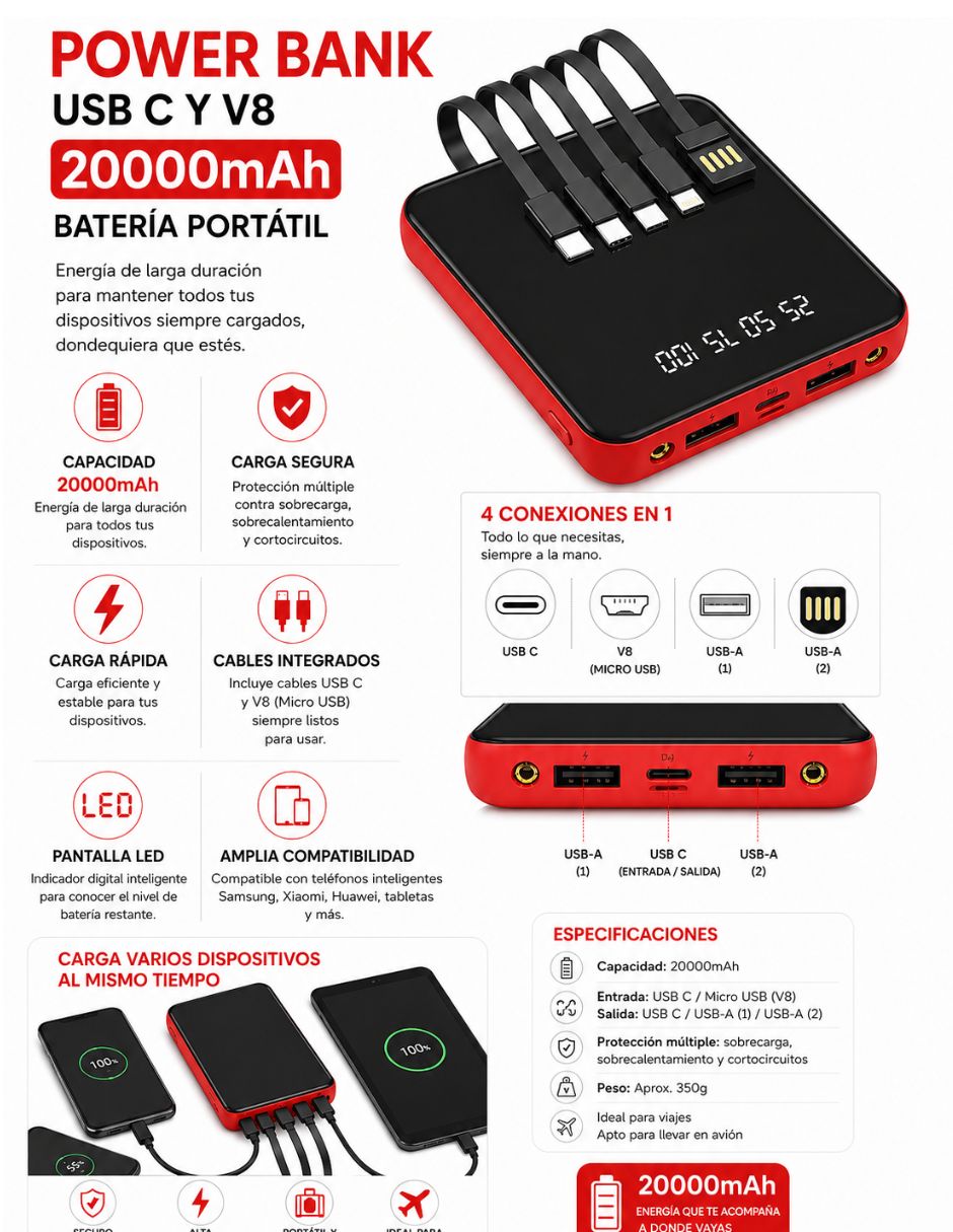 Batería recargable Kimhi 20000 mAh