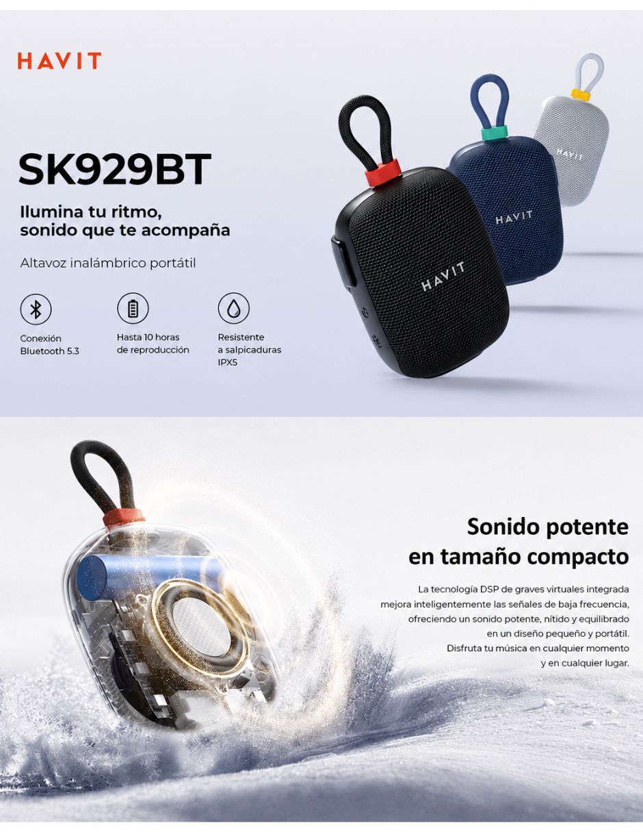 Bocina Havit Inalámbrica Portatil Havit SK929BT bluetooth
