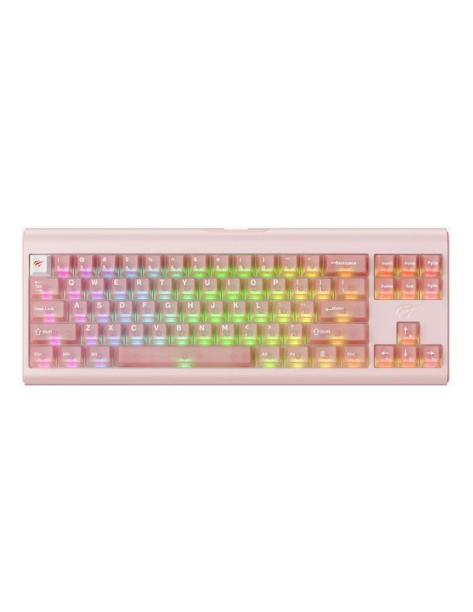 Teclado gamer Usb-a 2.0 qwert inglés con interruptor optomecánico teclado havit gamenote kb896l x vks para computadora rosa
