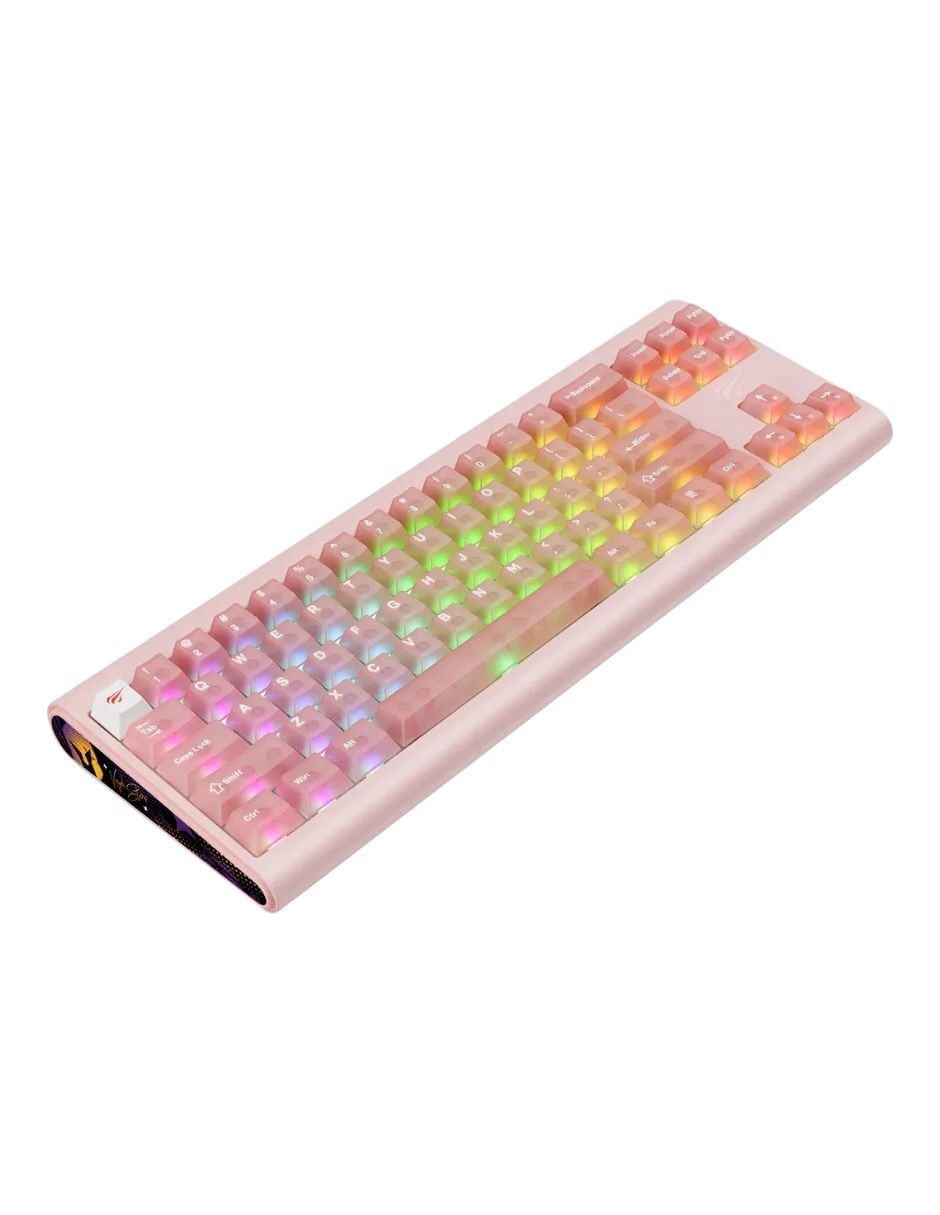 Teclado gamer Usb-a 2.0 qwert inglés con interruptor optomecánico Havit teclado havit gamenote kb896l x vks para computadora rosa