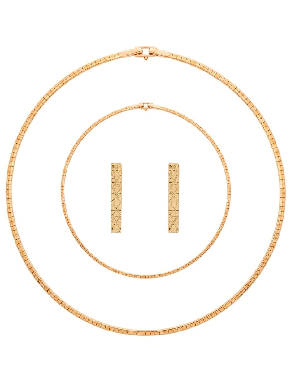 Set collar pulsera y aretes Horoz con chapa de oro 18 k