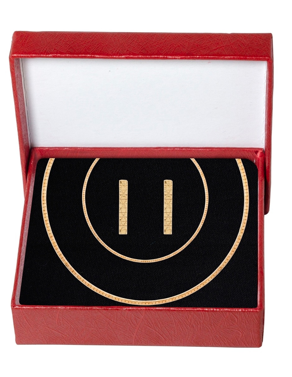 Set collar pulsera y aretes Horoz con chapa de oro 18 k