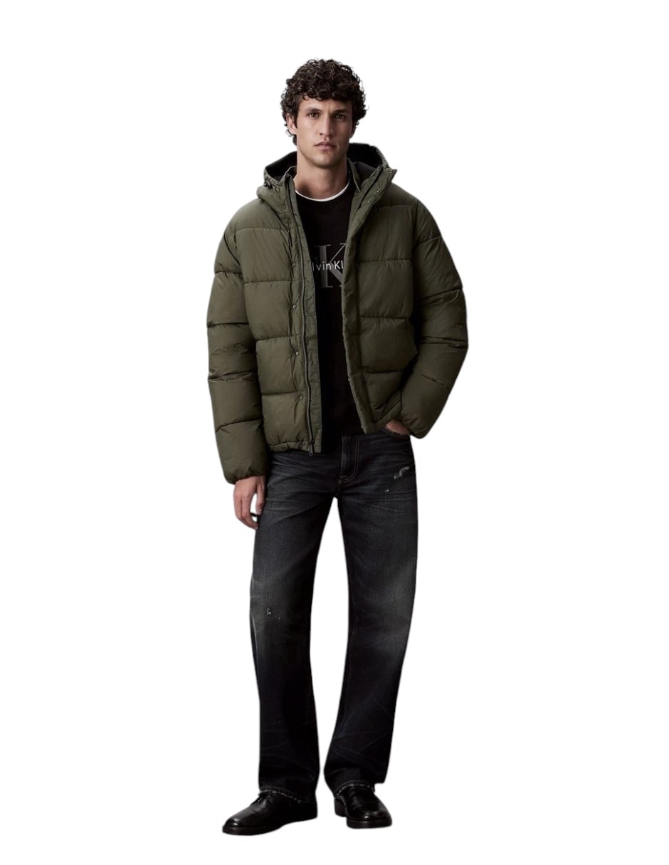 Chamarra acolchada calvin klein sí de nylon con capucha para hombre