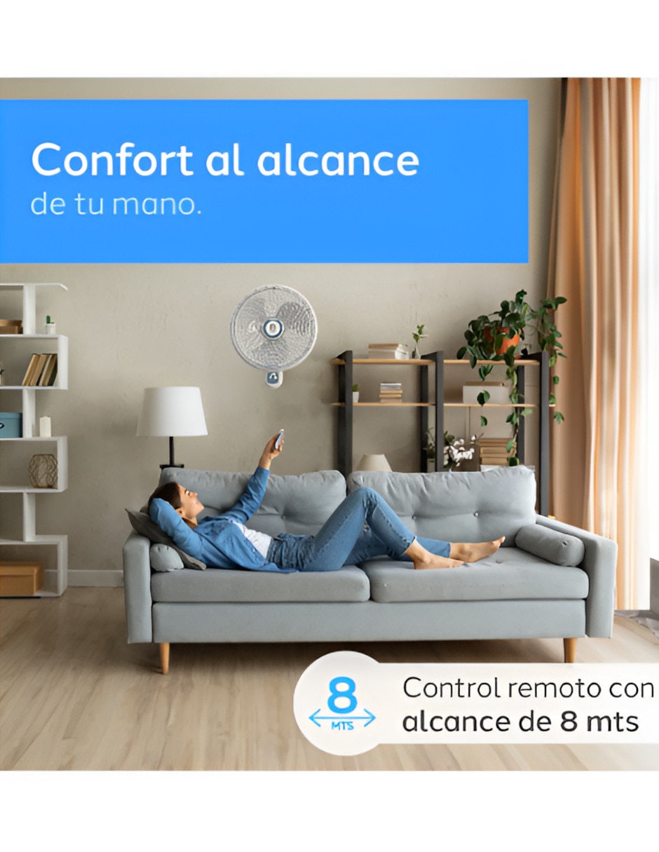 Ventilador de pared con control remoto 3 velocidades 3