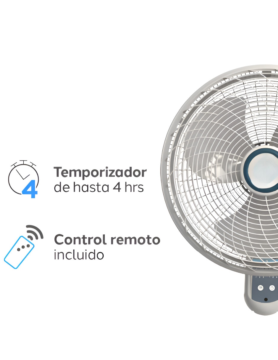 Ventilador de pared con control remoto 3 velocidades 4