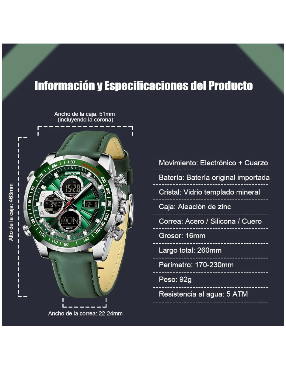 Reloj genérica para hombre reloj dual