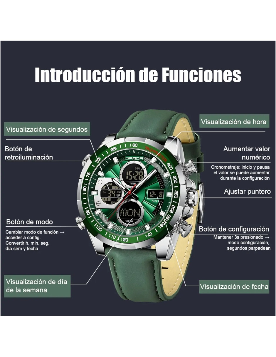 Reloj genérica para hombre reloj dual