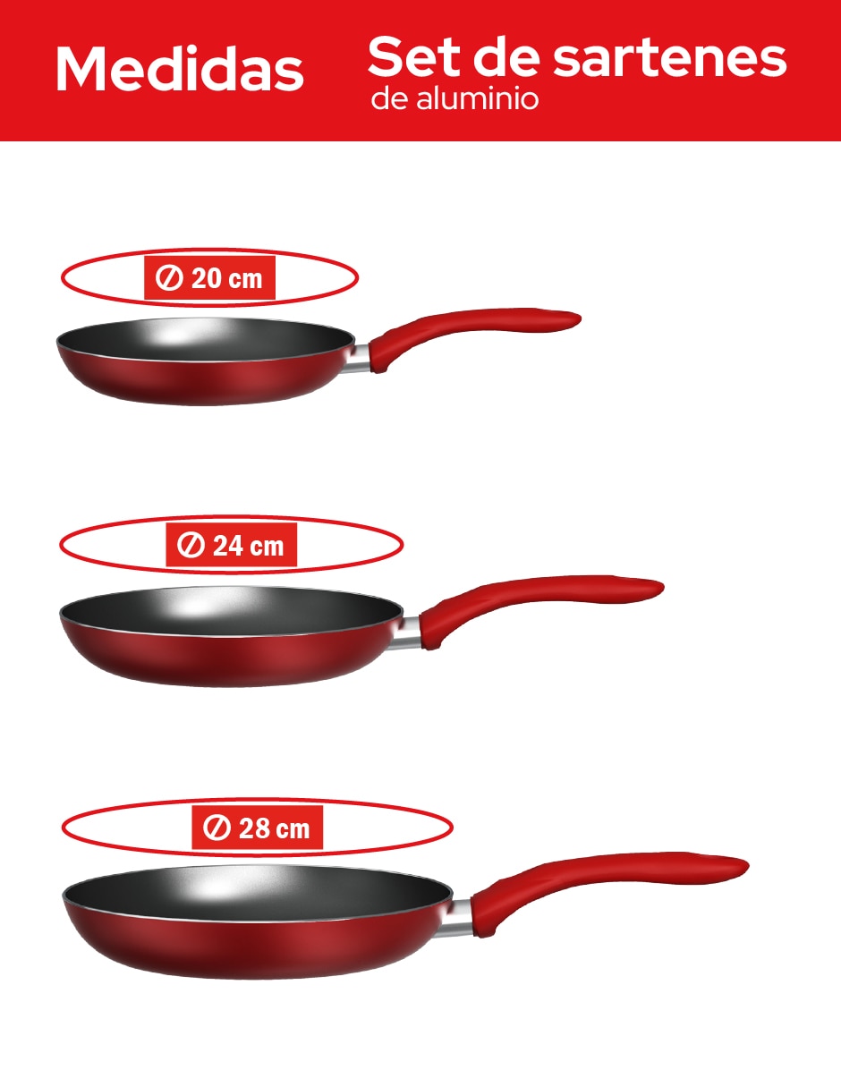 Sartén de aluminio 3 piezas 10