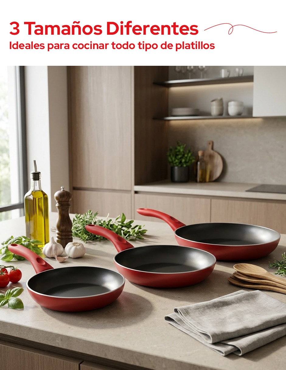 Sartén de aluminio 3 piezas 7