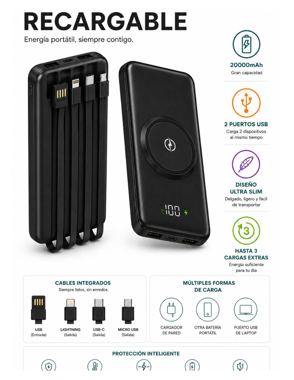 Batería portátil Kimhi 20000 mAh
