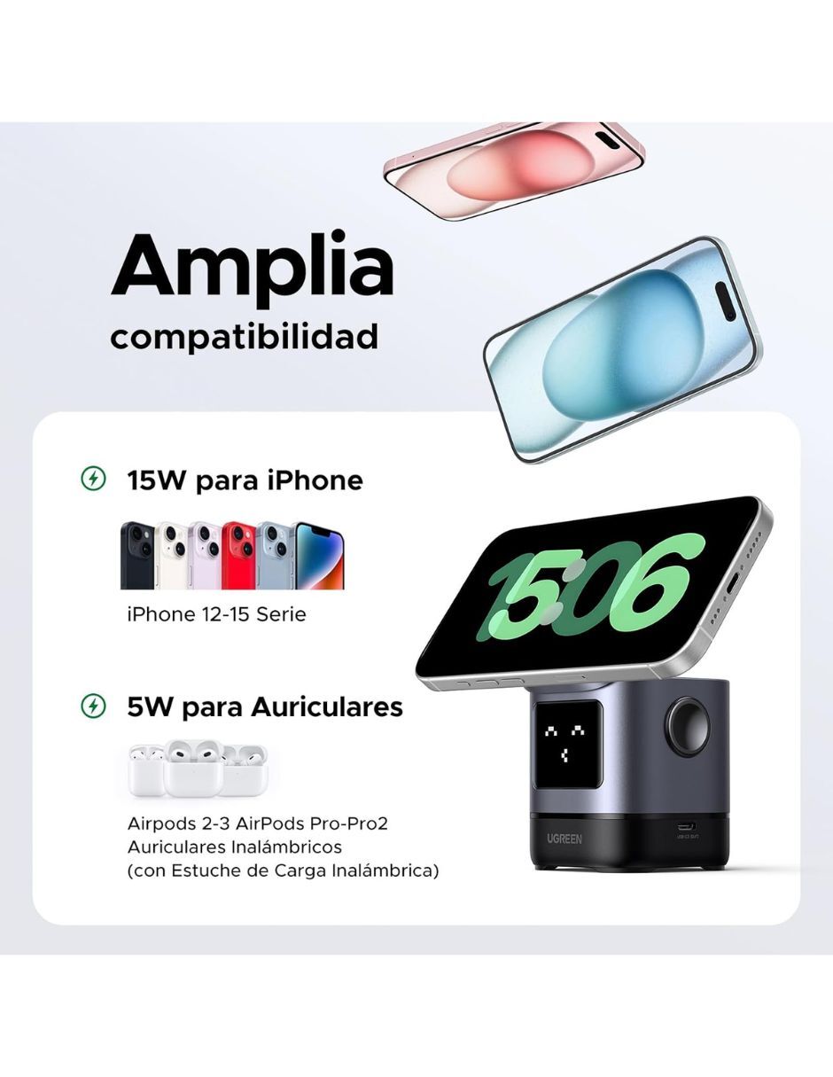 Cargador inalámbrico de 15 W USB tipo C 6
