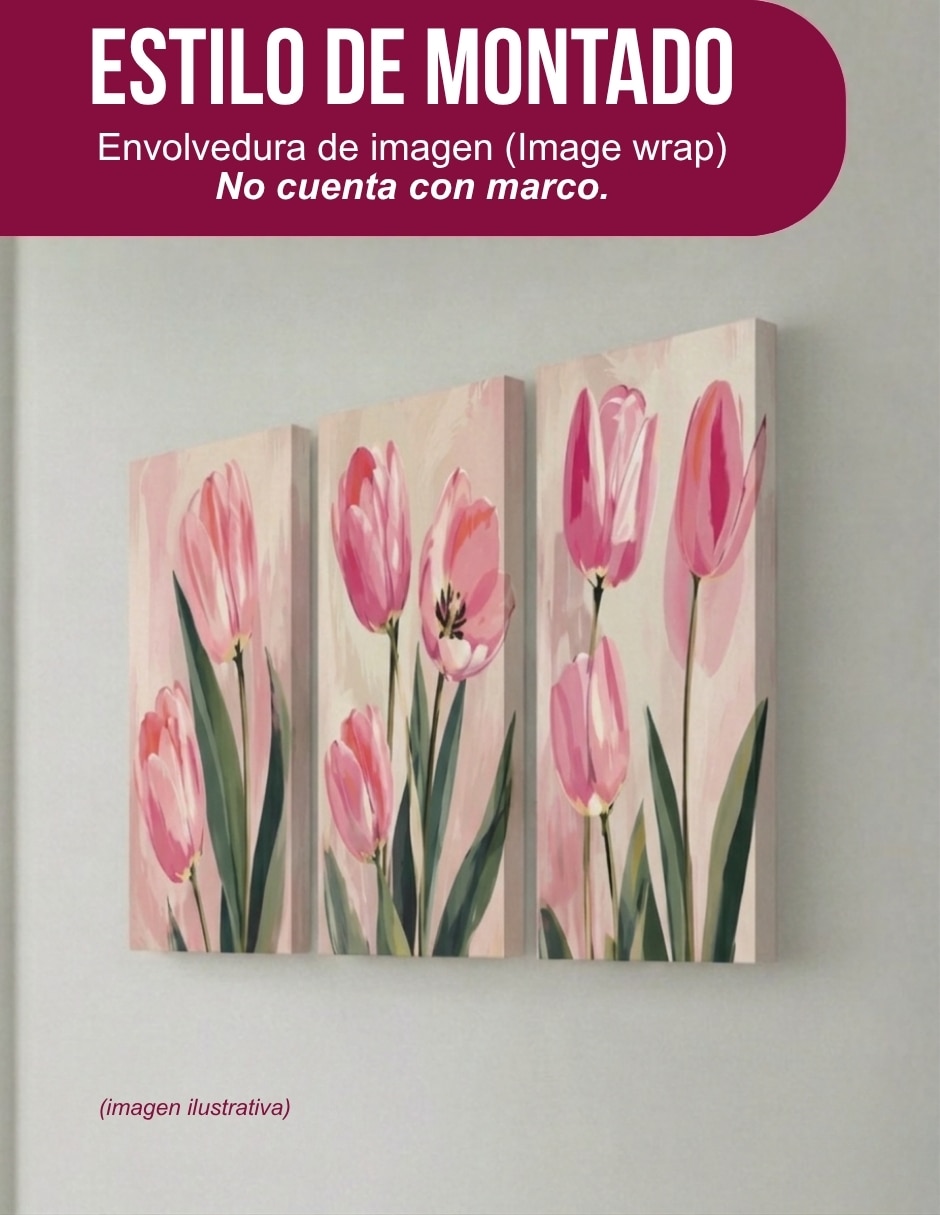 Cuadro decorativo Tulipanes Rosas 2