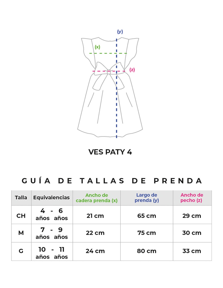 Vestido ves paty 4b sin manga para infantil ni–a 8