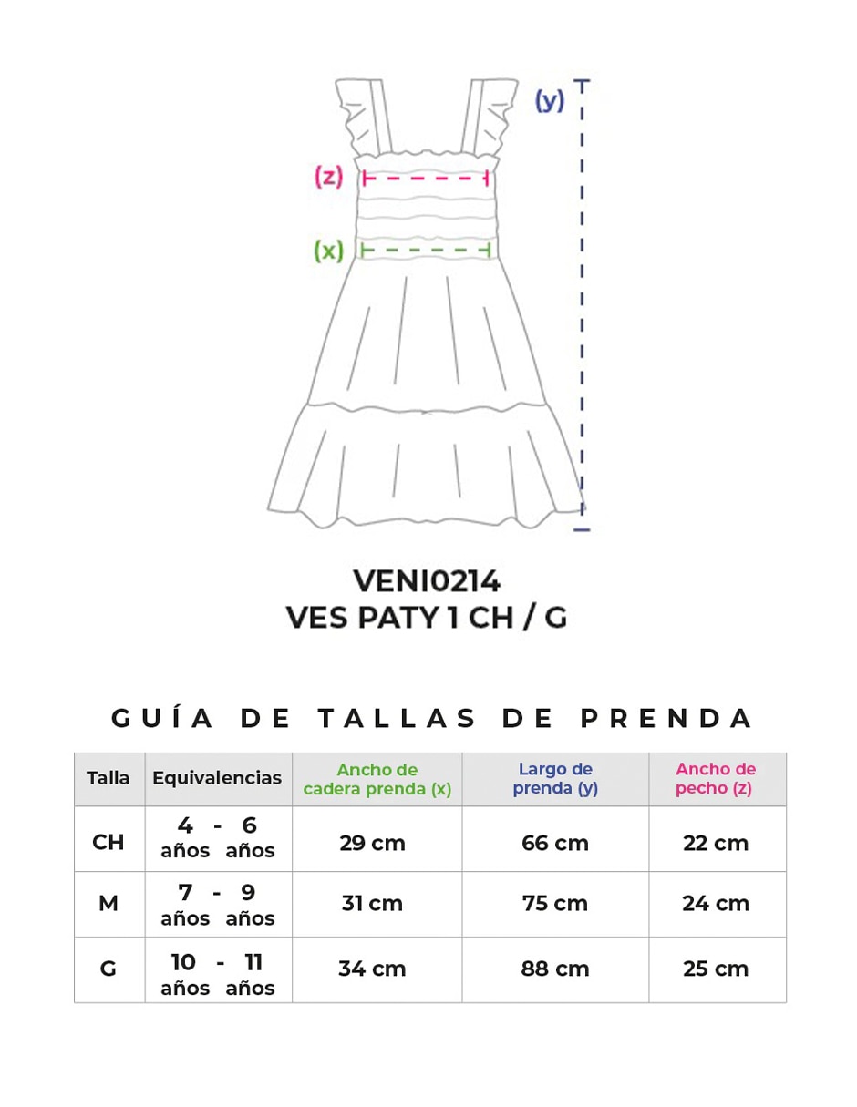 Vestido flory ves paty 1g sin manga para infantil niña