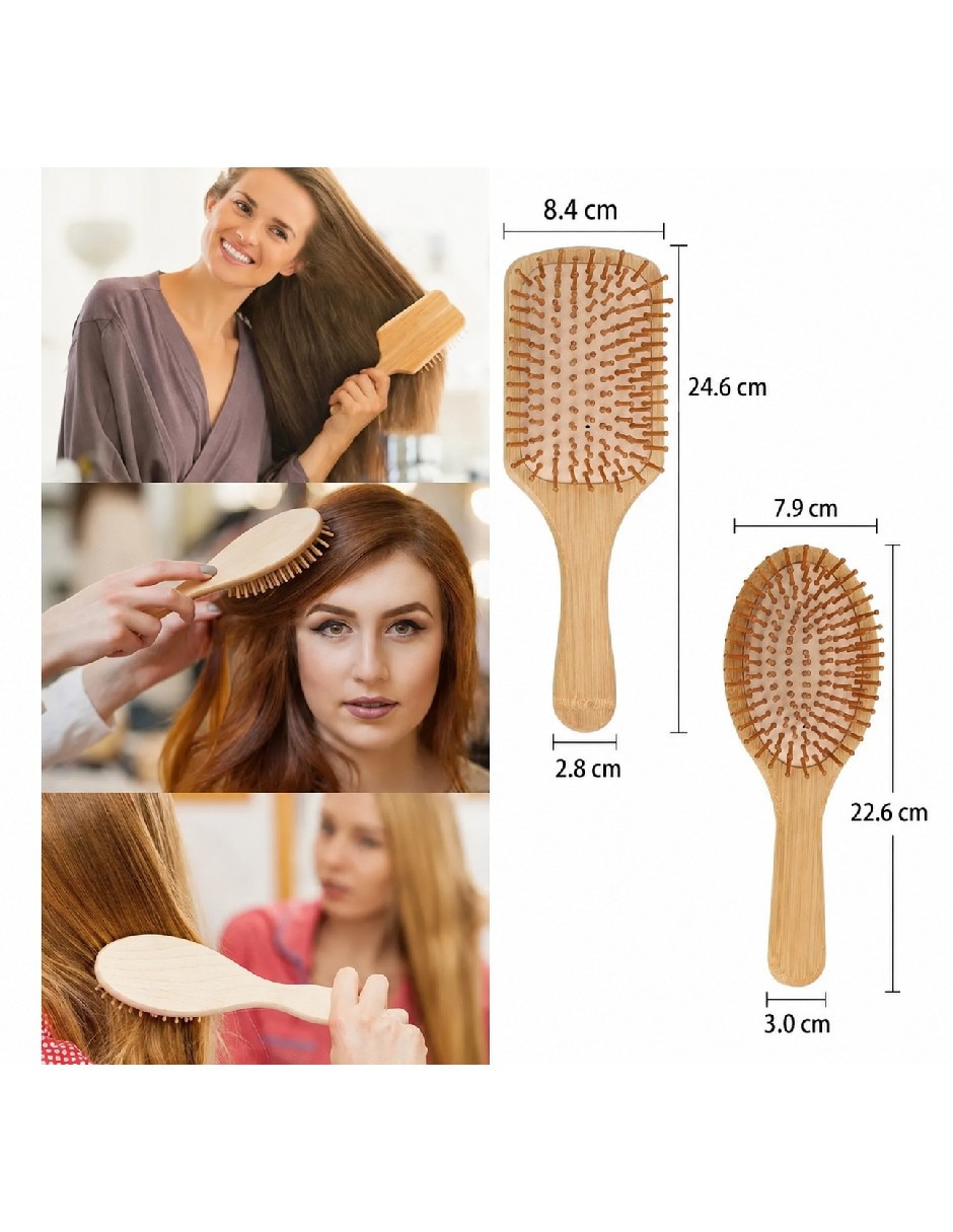 Set de cepillo para cabello de bambú 7