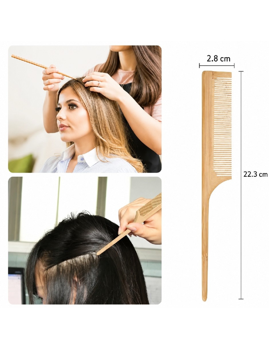 Set de cepillo para cabello de bambú 6
