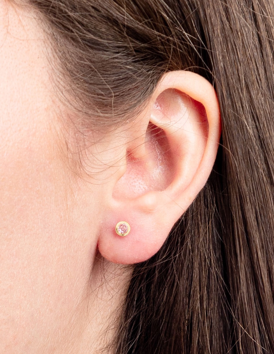 Broqueles de oro 14 K con acabado brillante zirconia 3