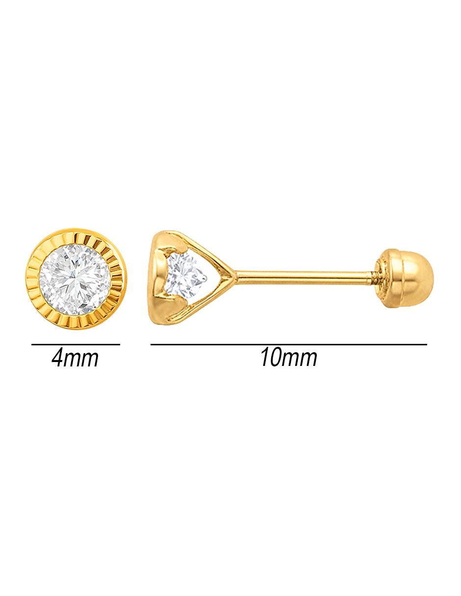 Broqueles de circulares de oro 14 K con acabado brillante zirconia 5