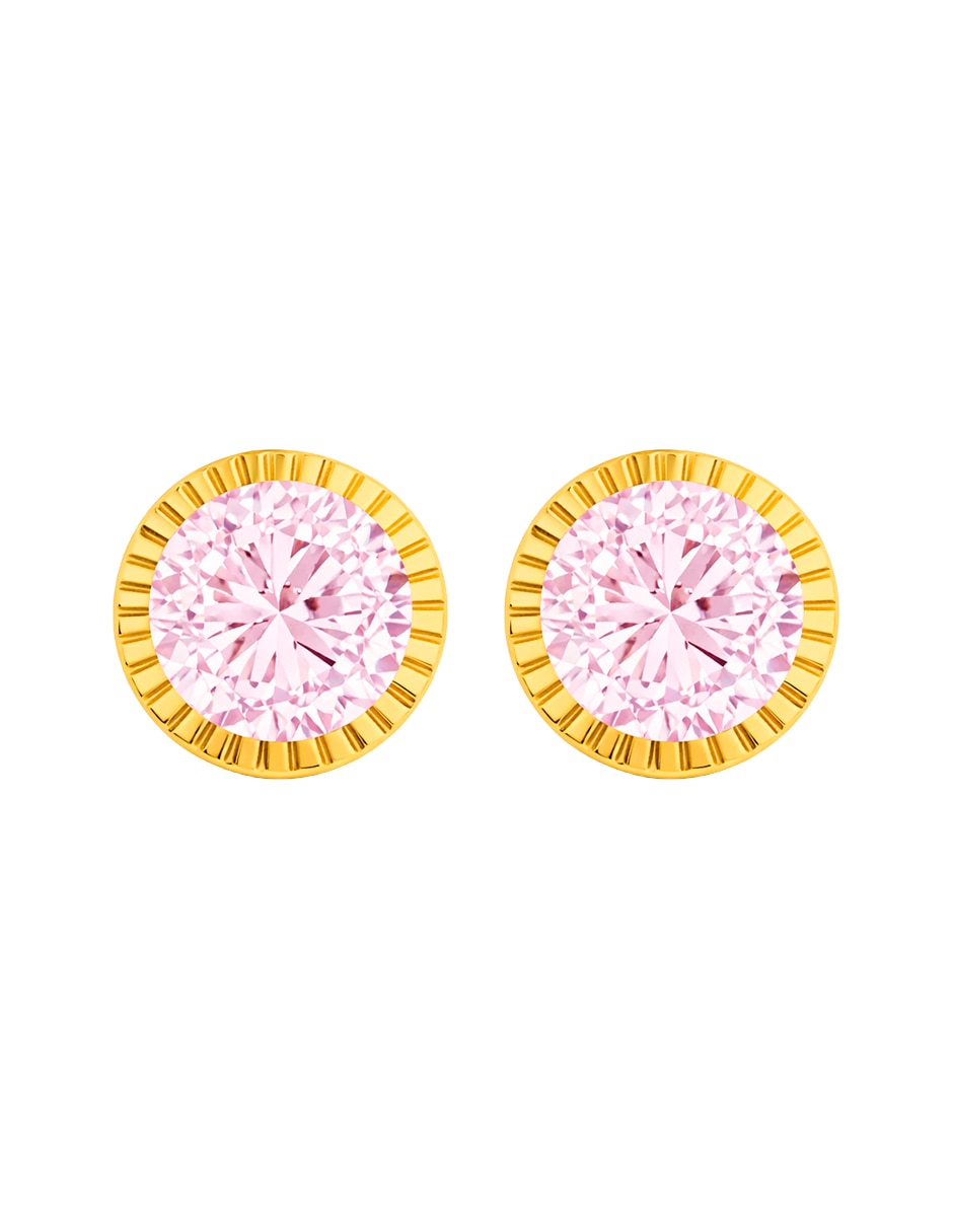 Broqueles circulares de oro 14 k con acabado brillante zirconia Broqueles circulares de oro 14 k con acabado brillante zirconia