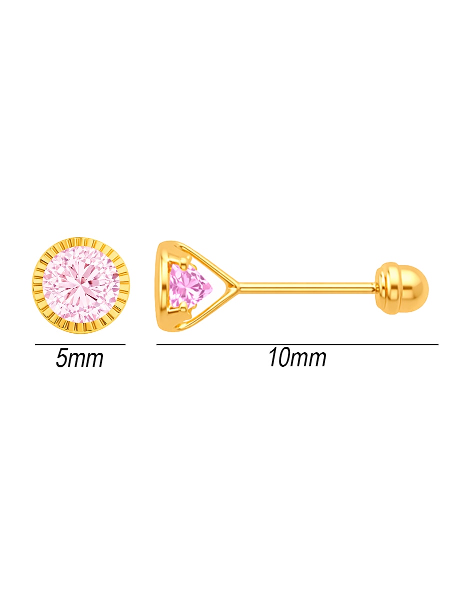 Broqueles circulares de oro 14 k con acabado brillante zirconia 5