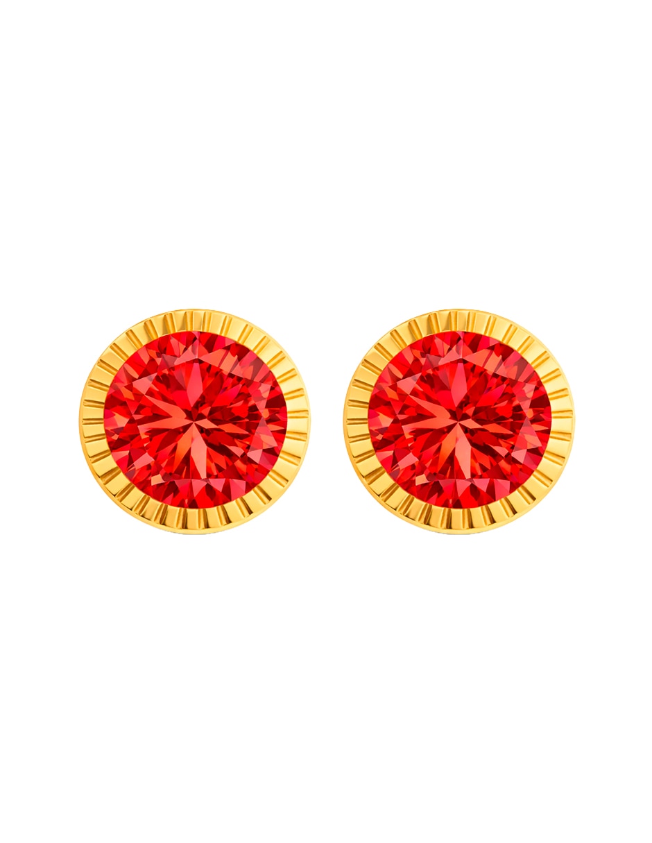 Broqueles circulares de oro 14 k con acabado brillante zirconia