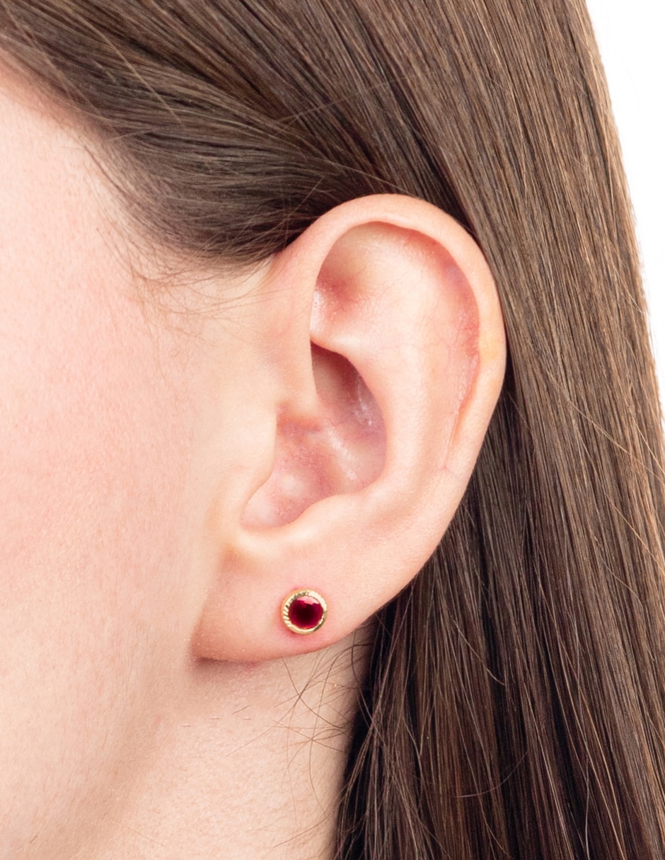 Broqueles circulares de oro 14 k con acabado brillante zirconia 3