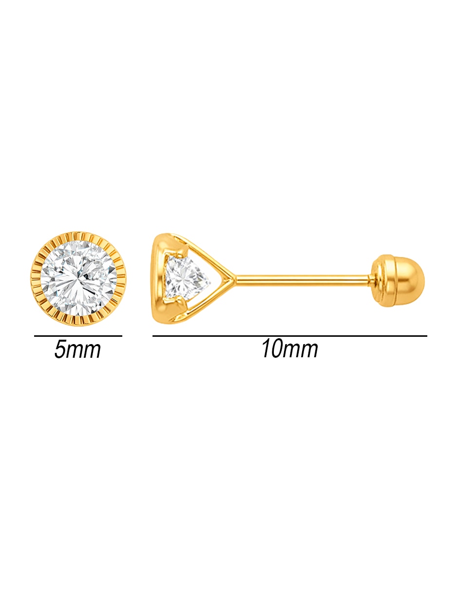 Broqueles circulares de oro 14 k con acabado brillante zirconia 5